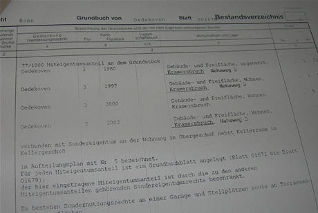 Grundbuch Bestandsverzeichnis