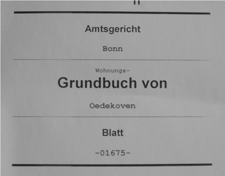 Grundbuch Deckblatt