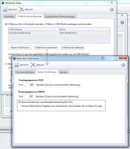E-Mail Konto Einstellungen für den Mitarbeiter einer Verwaltung