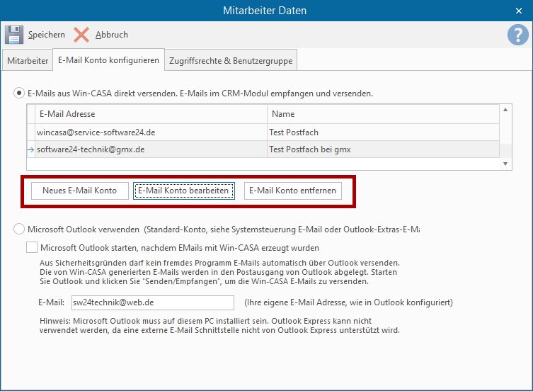 E-Mail Konten verwalten