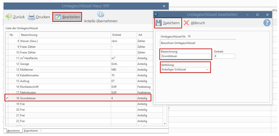 Screenshot Anlegen-Umlageschlüssel-Nr. 18