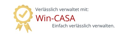 Logo: Verlässlich verwaltet mit der Hausverwaltung Software Win-CASA