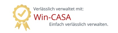 Logo: Verlsslich verwaltet mit der Hausverwaltung Software Win-CASA