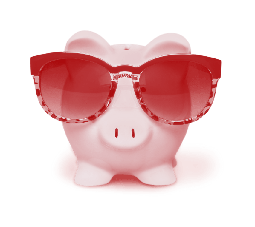 Sparschwein mit Sonnenbrille gestreift
