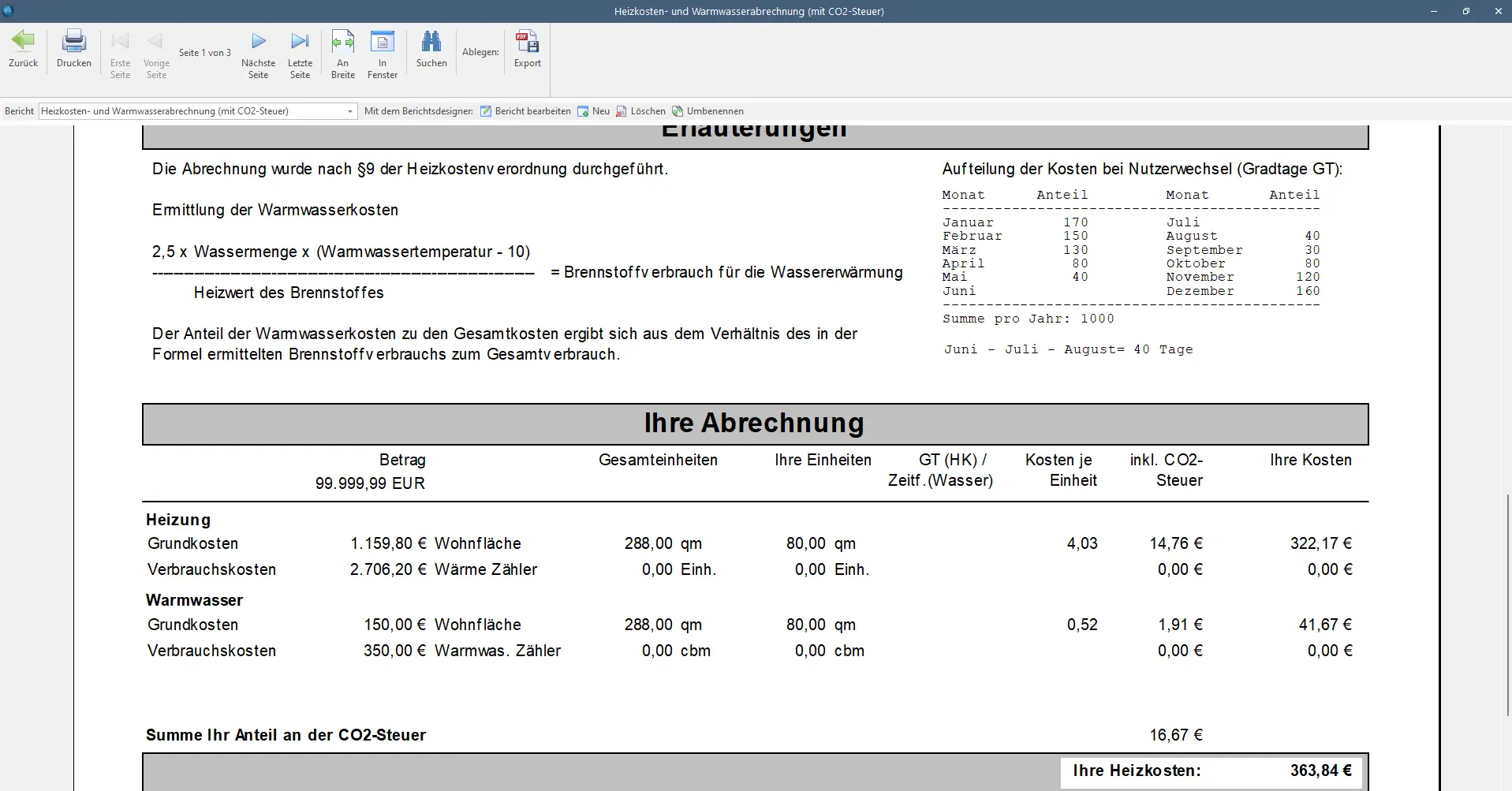 CO²-Aufteilung in Win-CASA